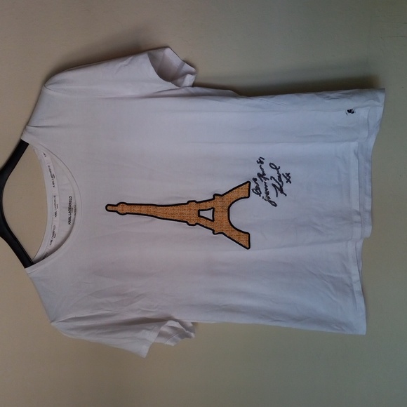 Karl Lagerfeld Love from Paris Eiffel Tower Womens Tshirt Size XL - Picture 8 of 9